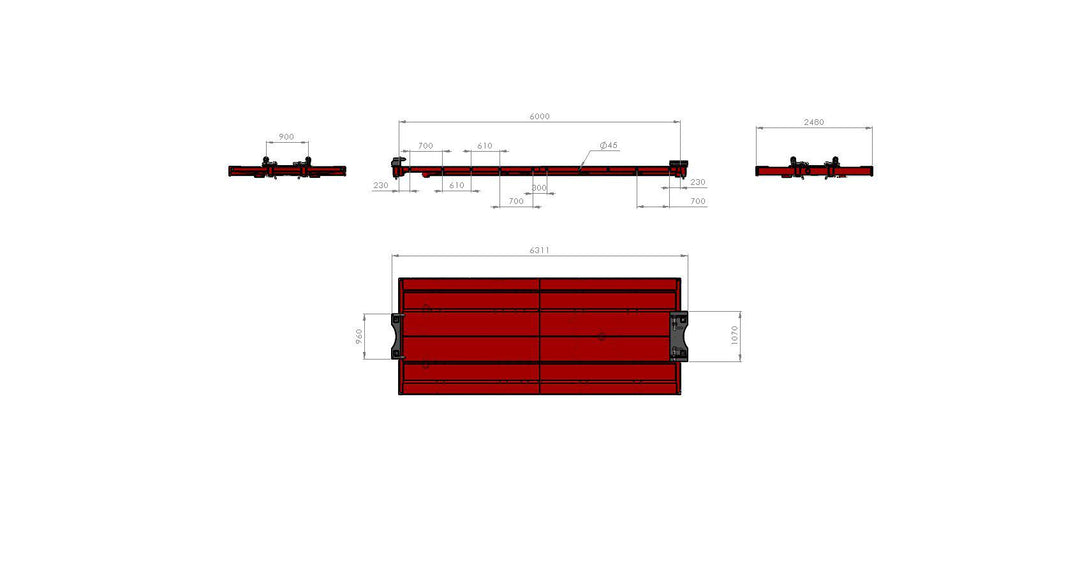 Rullramsbärare+balflak L6000 B2550 155244