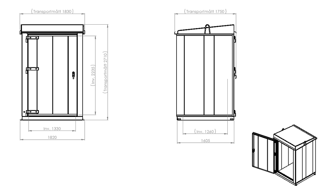 Gasskåp 1st gaspaket/häck EI60 Utomhusbruk 175520