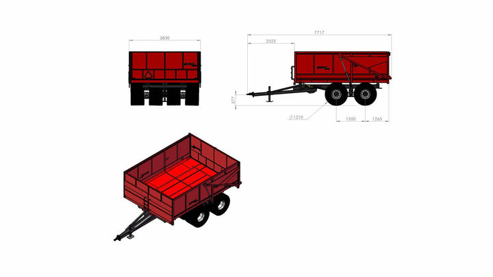 Torvvagn 8 hjul L5050 H1500 B3700 26,5kbm 710/45x22,5 112426