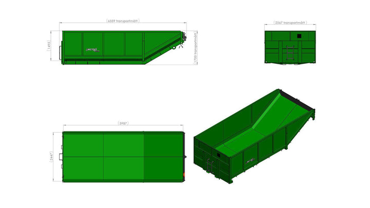 Rotflak MQ60 hydr.öppning L6000 H1500 B2550 19kbm 113105