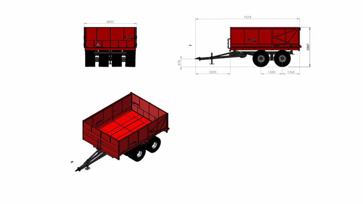 Torvvagn hyd.8hjul L5050 H1500 B3700 26,5kbm 710/45x22,5 137401