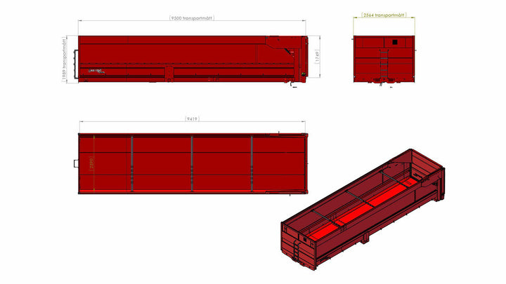 Euconflak MQ95 L9500 H1750 B2550 40kbm 2 tippcylindrar 139656