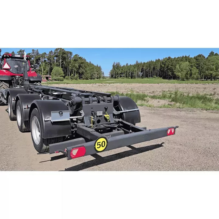 Hakenliftanhänger mit hydraulischer Hecksicherung und teleskopierbarem Heckunterfahrschutz 172481